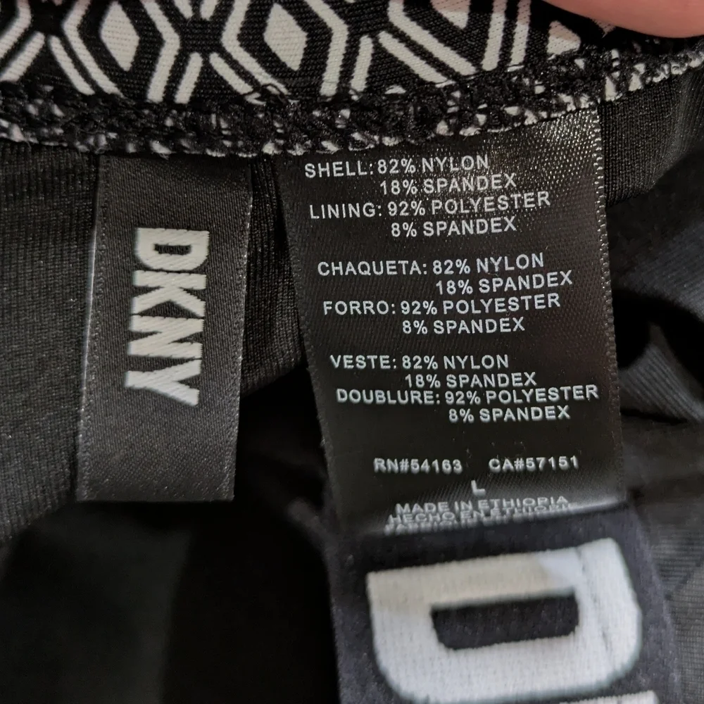 DKNY Black White Diamond Pattern One Piece Swimsuit L - Picture 8 of 10